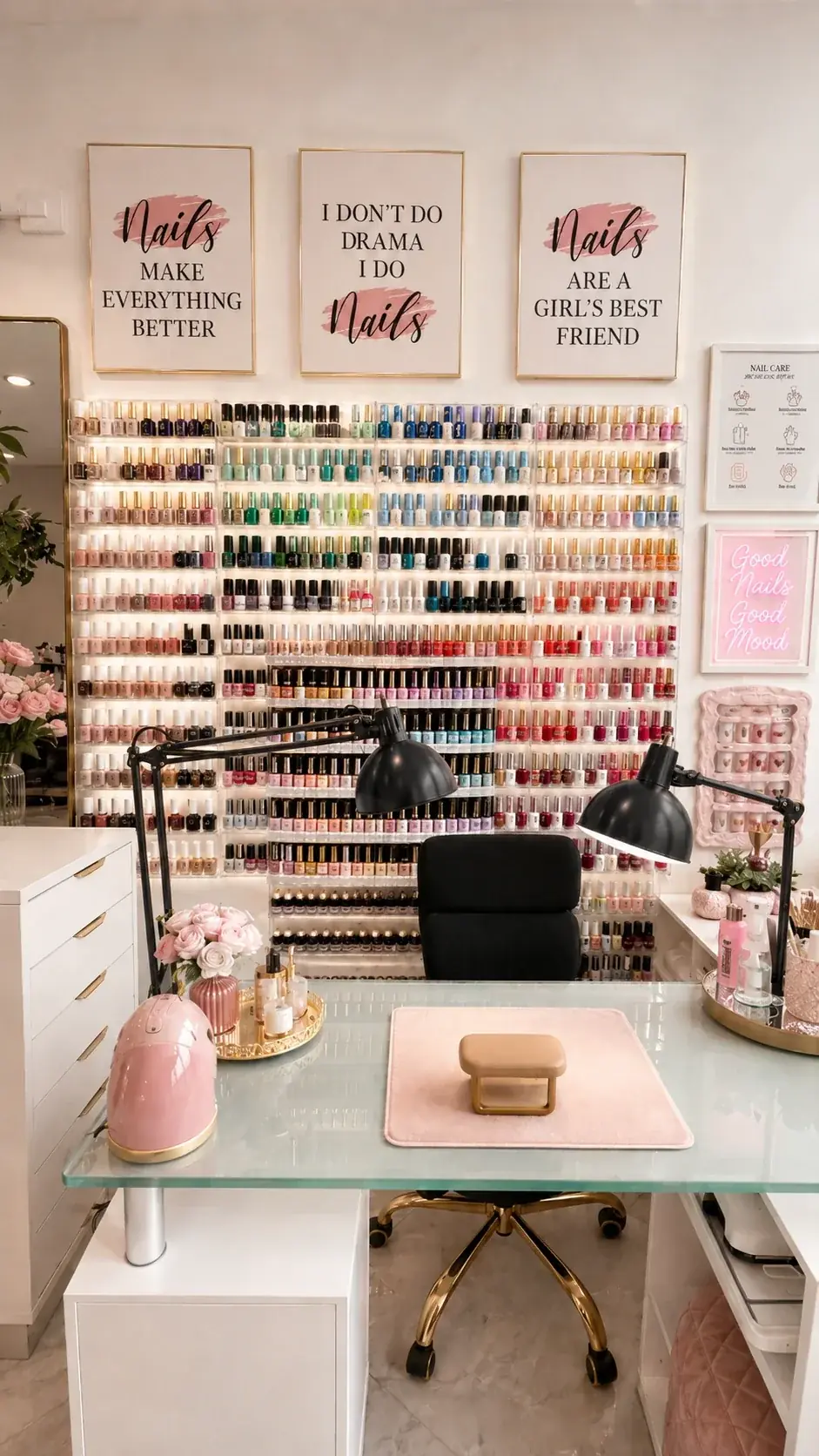Hair Pros nail station for manicures and nail services in North Bergen, New Jersey